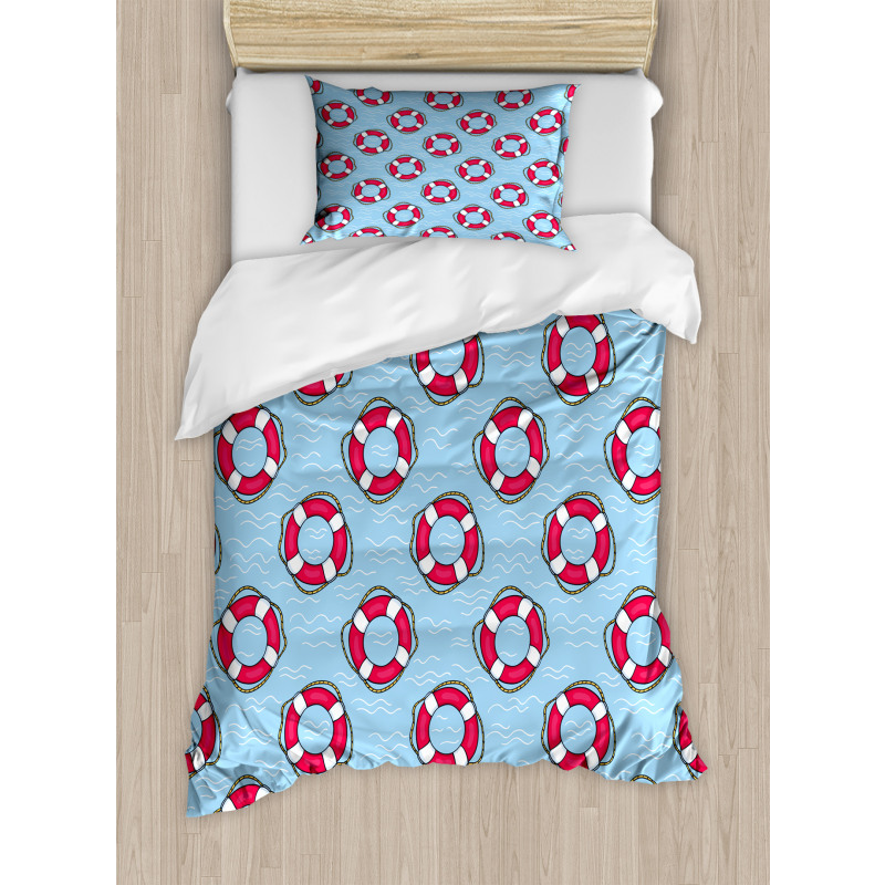 Lifebuoys in Ocean Duvet Cover Set