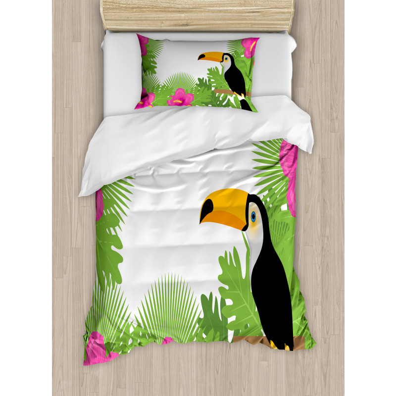 Exotic Plants and Bird Duvet Cover Set