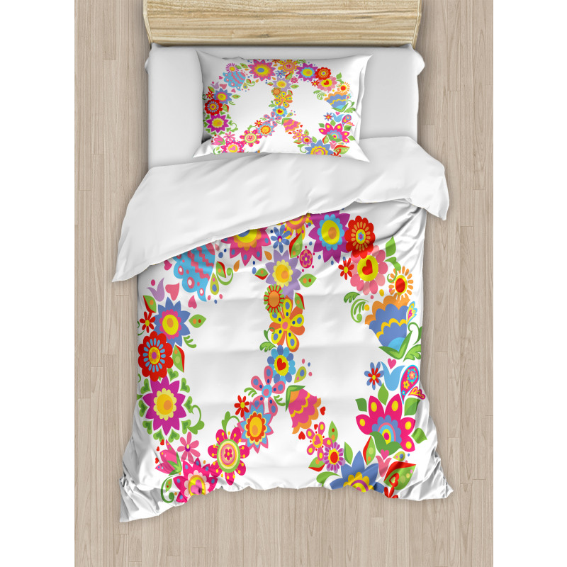 Peace Equality Flower Duvet Cover Set