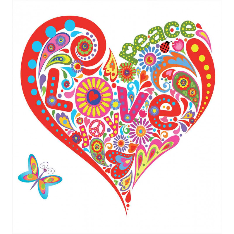 Colorful Peace Heart Duvet Cover Set