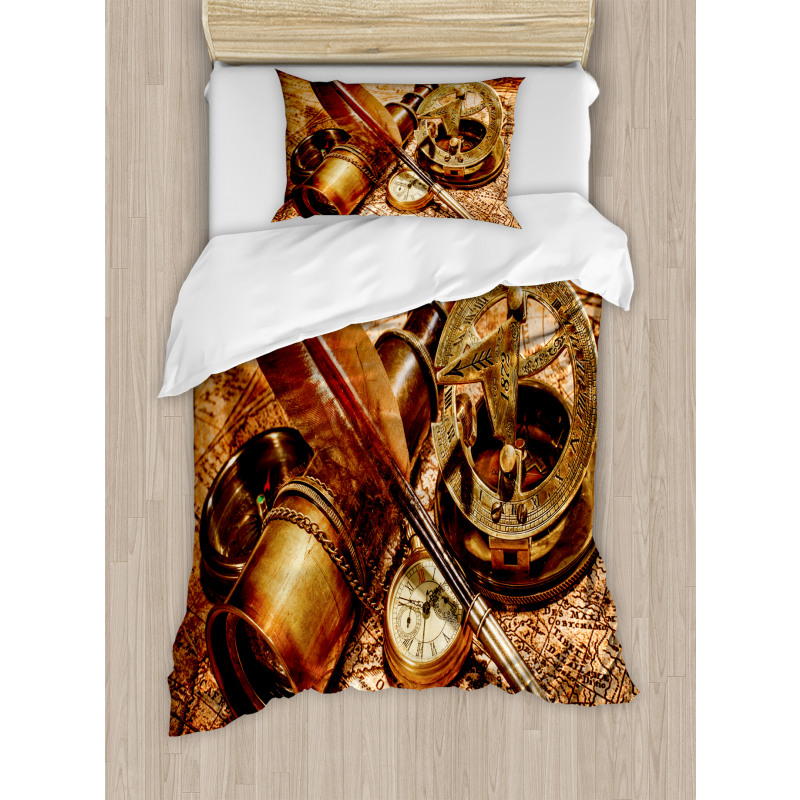 Compass Goose Quill Pen Duvet Cover Set