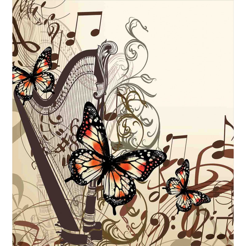 Harp Ornament Butterfly Duvet Cover Set