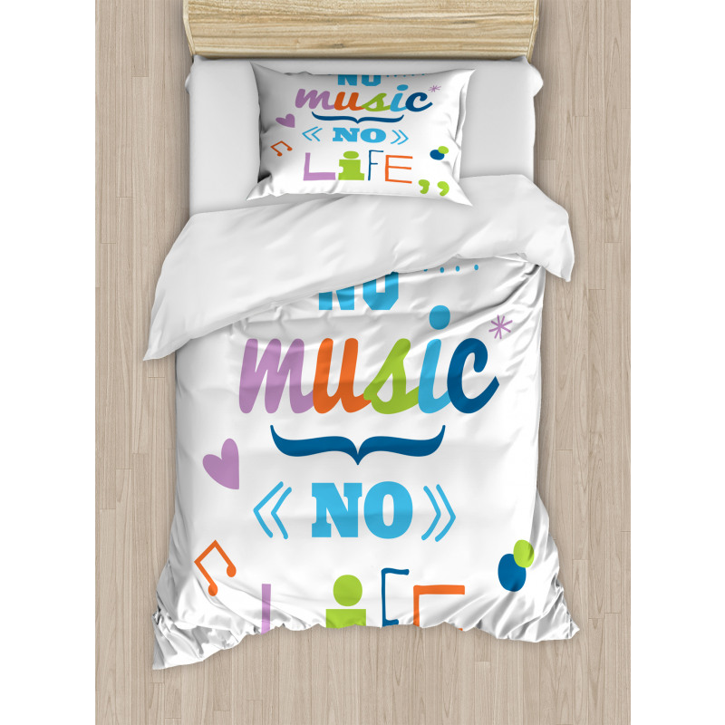 No Music, No Life Slogan Duvet Cover Set