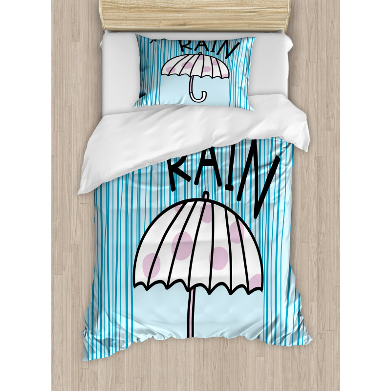 Hello Rain Wording Umbrella Duvet Cover Set