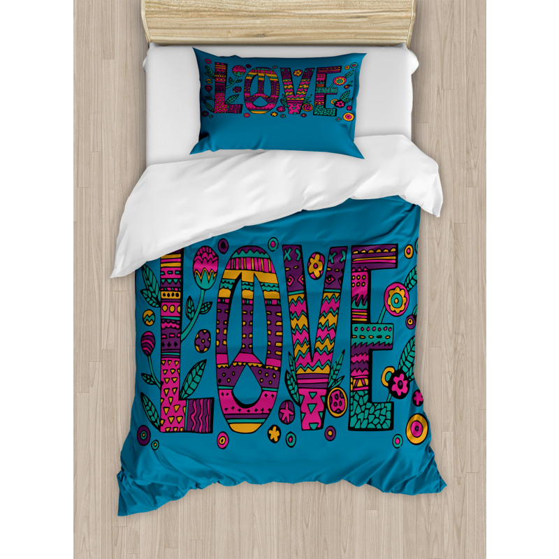 Love Wording in Hip Style Duvet Cover Set