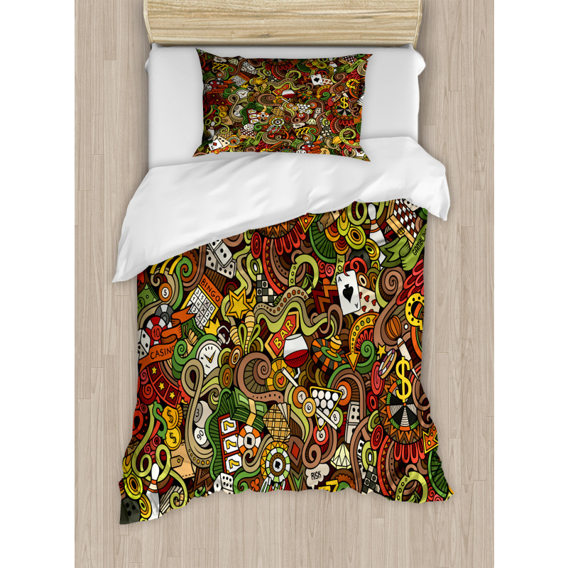 Doodle Style Art Bingo Duvet Cover Set