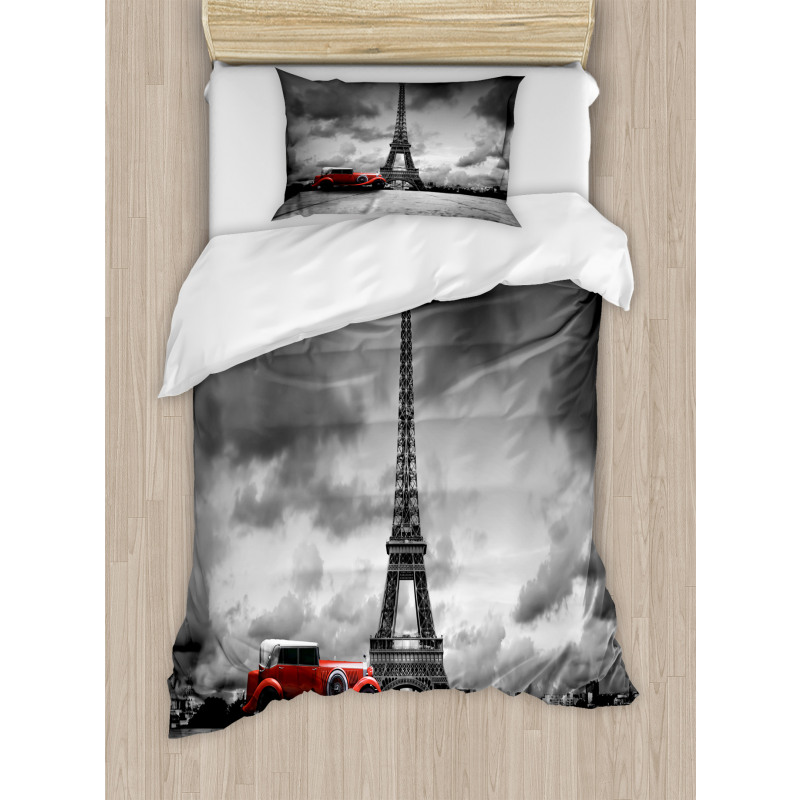 French Car Dark Clouds Duvet Cover Set