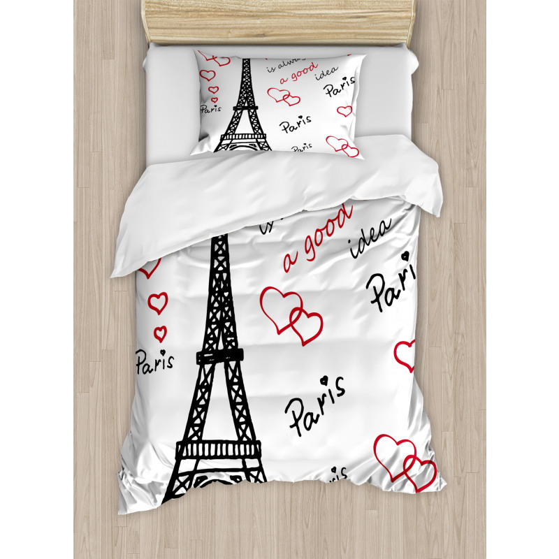 Eiffel Tower Paris Duvet Cover Set