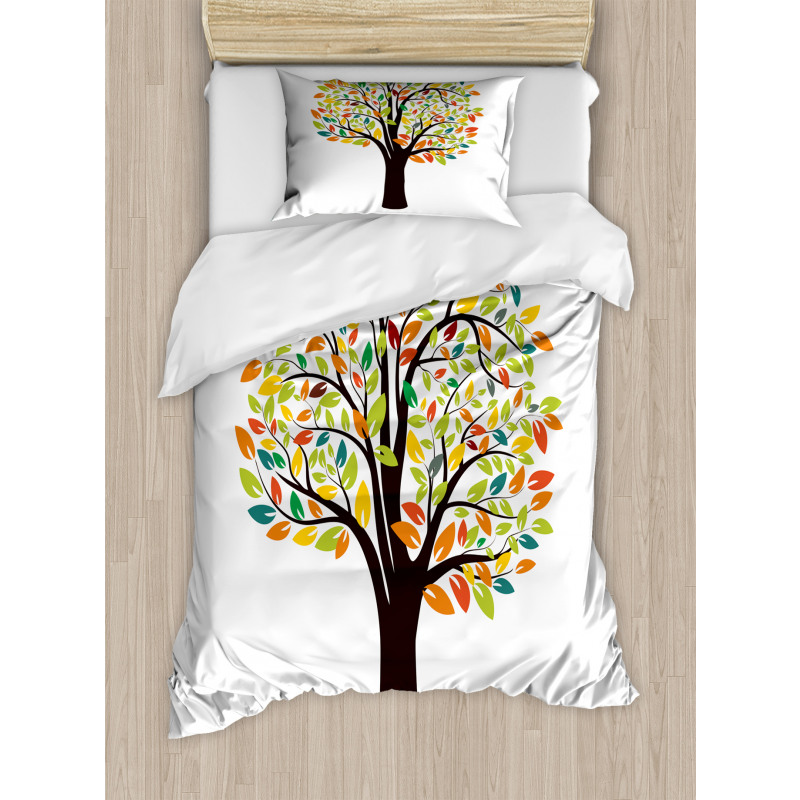 Autumnal Leaves Forest Flora Duvet Cover Set