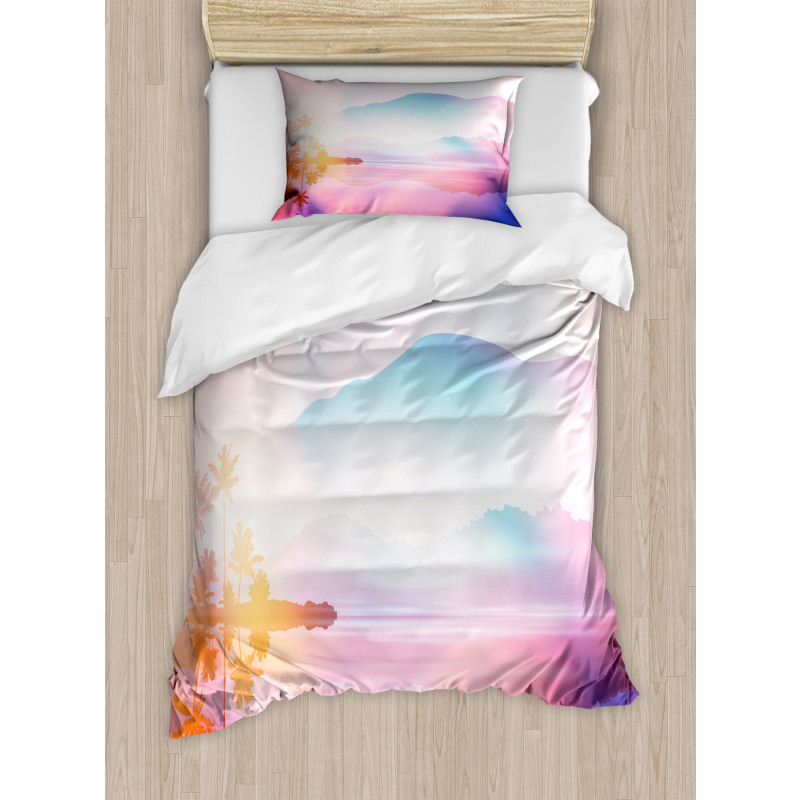 Ombre Tropical Landscape Duvet Cover Set