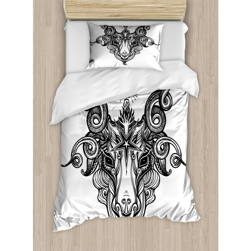 Satanic Goat Head Sketch Duvet Cover Set