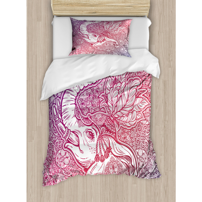 Eastern Elephant Zentangle Duvet Cover Set