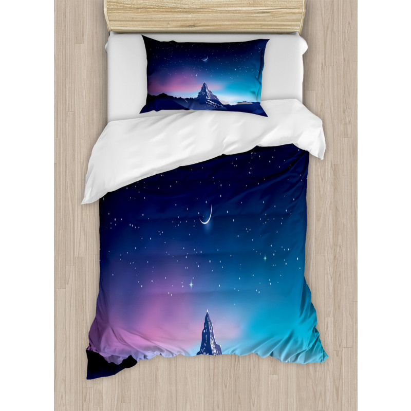 Aurora Borealis Mountain Duvet Cover Set