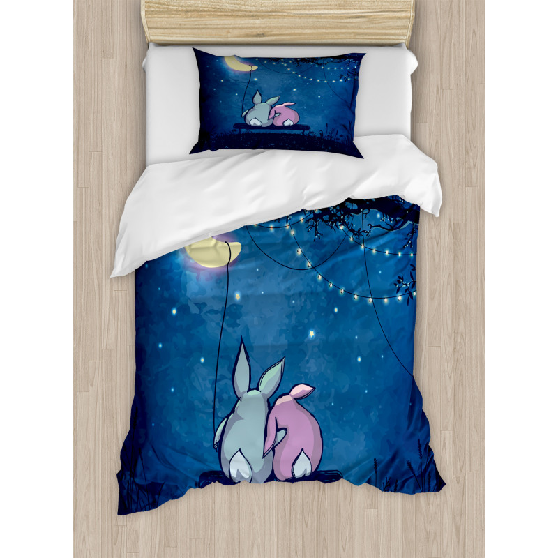 Rabbit Couple Art Duvet Cover Set