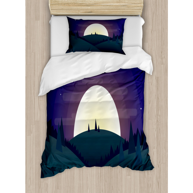 Night Forest Starry Sky Duvet Cover Set