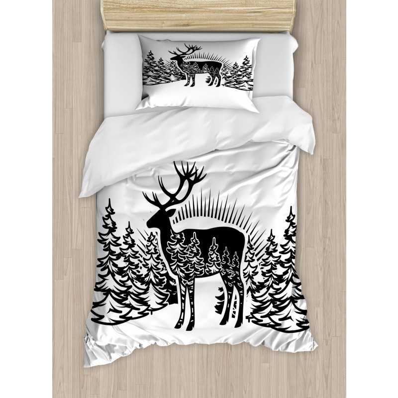 Reindeer Spruce Forest Duvet Cover Set