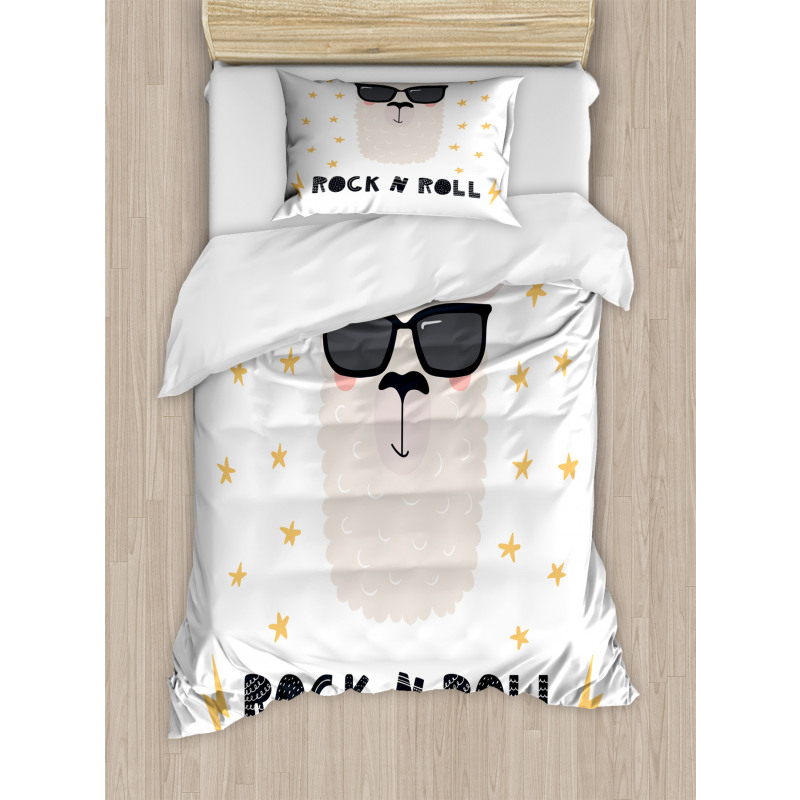 Funny Llama Portrait Duvet Cover Set