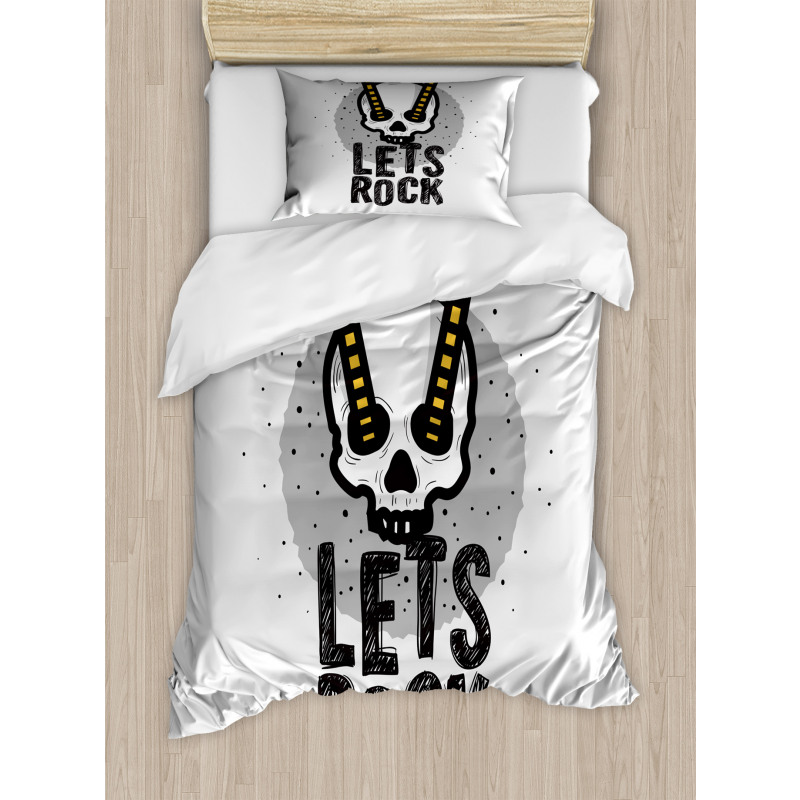 Human Skull Guitar Duvet Cover Set