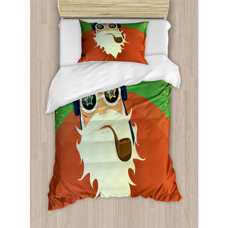 Funky Santa with Pipe Duvet Cover Set