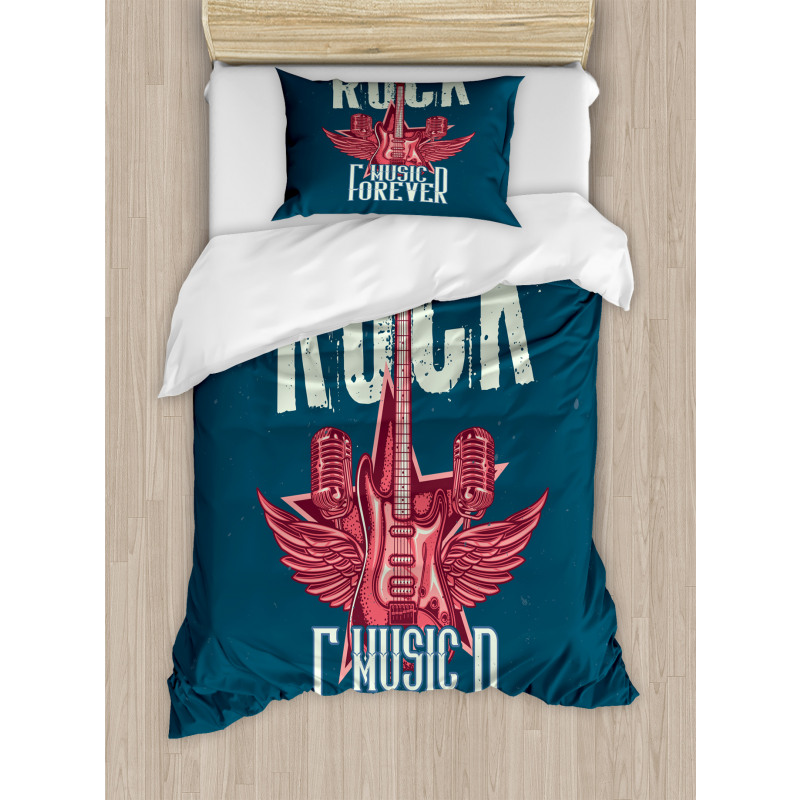 Microphones and Wings Duvet Cover Set