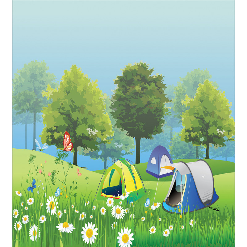 Tents in Spring Forest Duvet Cover Set