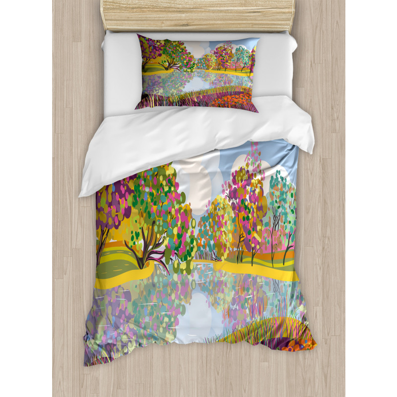 Vibrant Botany River Duvet Cover Set