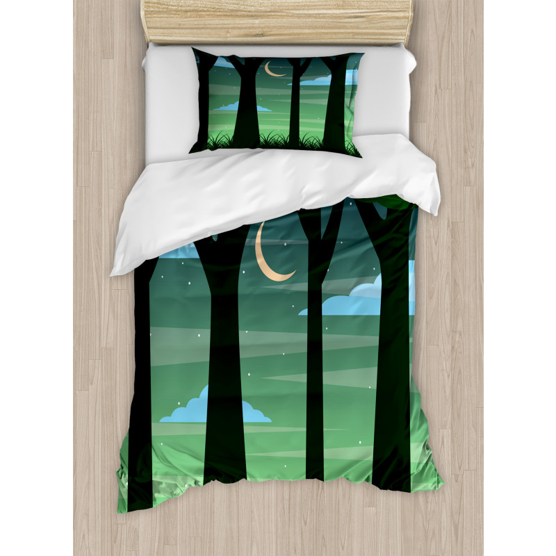 Dreamy Forest at Night Duvet Cover Set