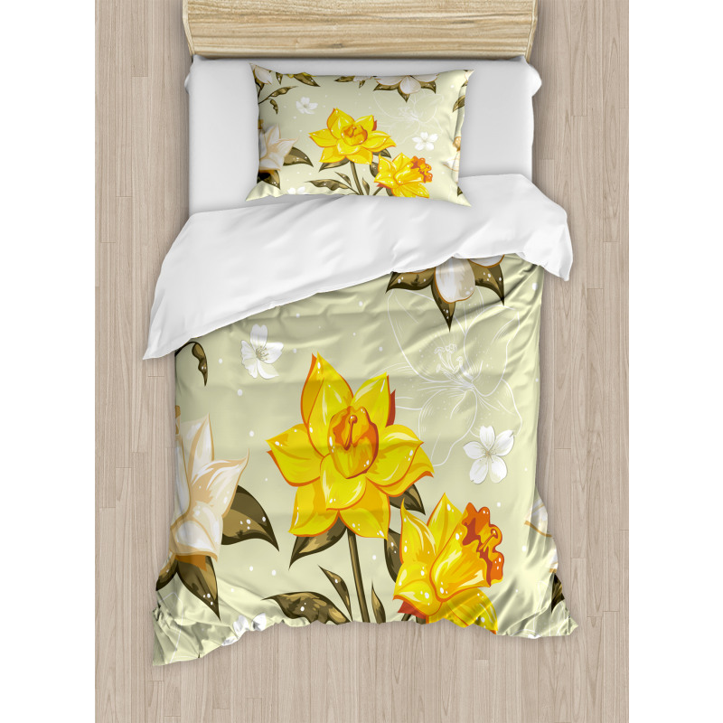 Floral Narcissus Branch Duvet Cover Set
