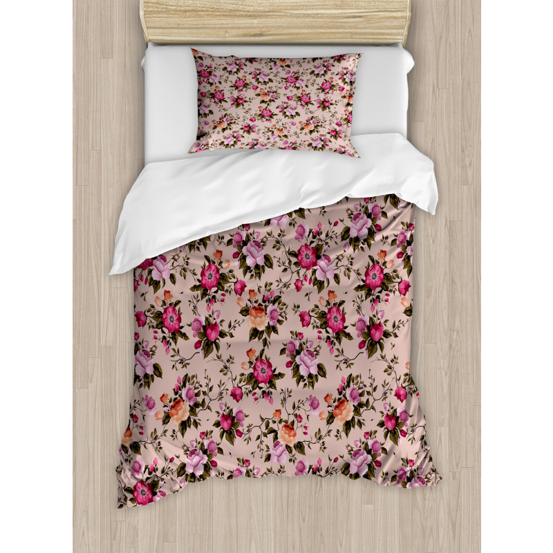 Floral Pattern with Rose Duvet Cover Set