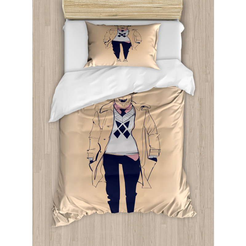 Modern Pastel Deer Animal Duvet Cover Set