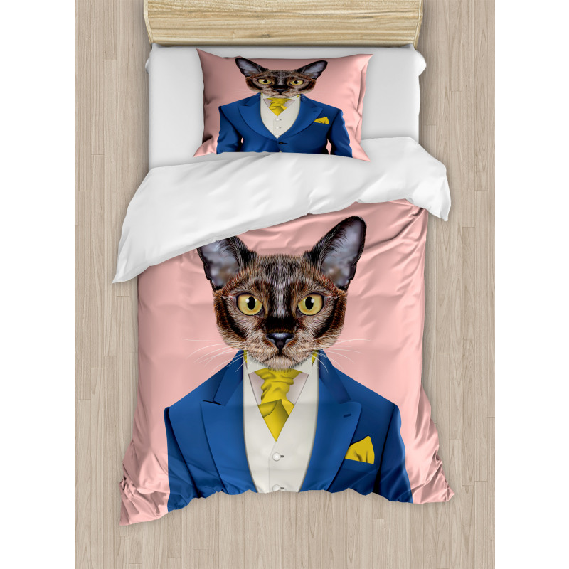 Whimsical Portrait of a Cat Duvet Cover Set