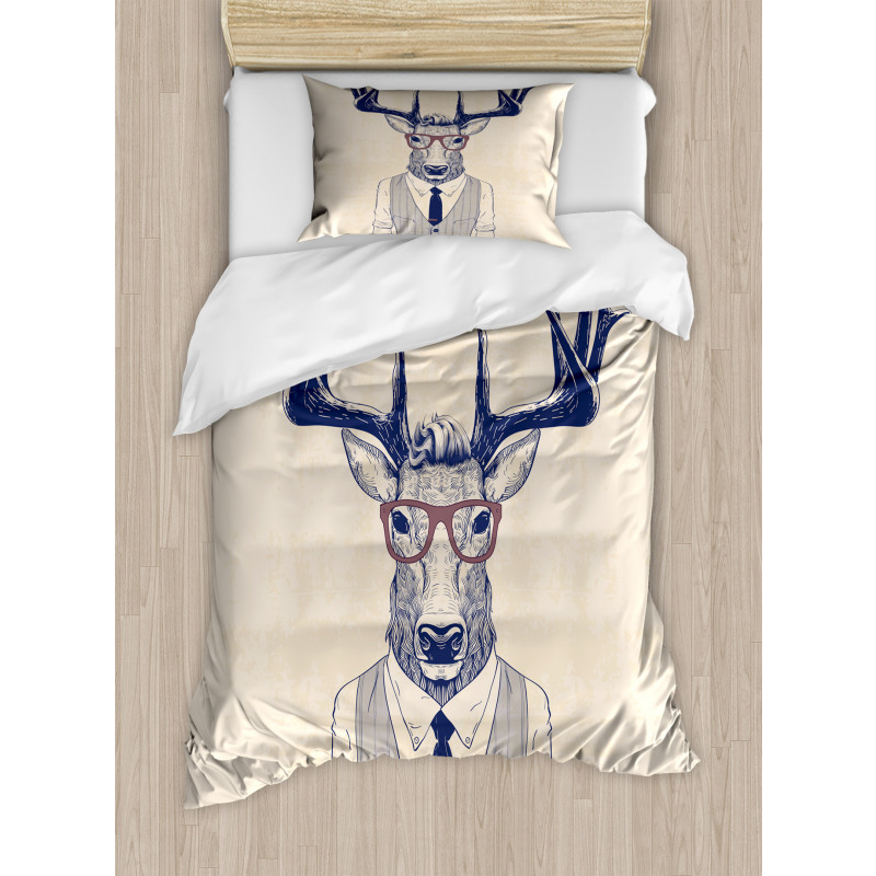 Humanized Manly Deer Art Duvet Cover Set