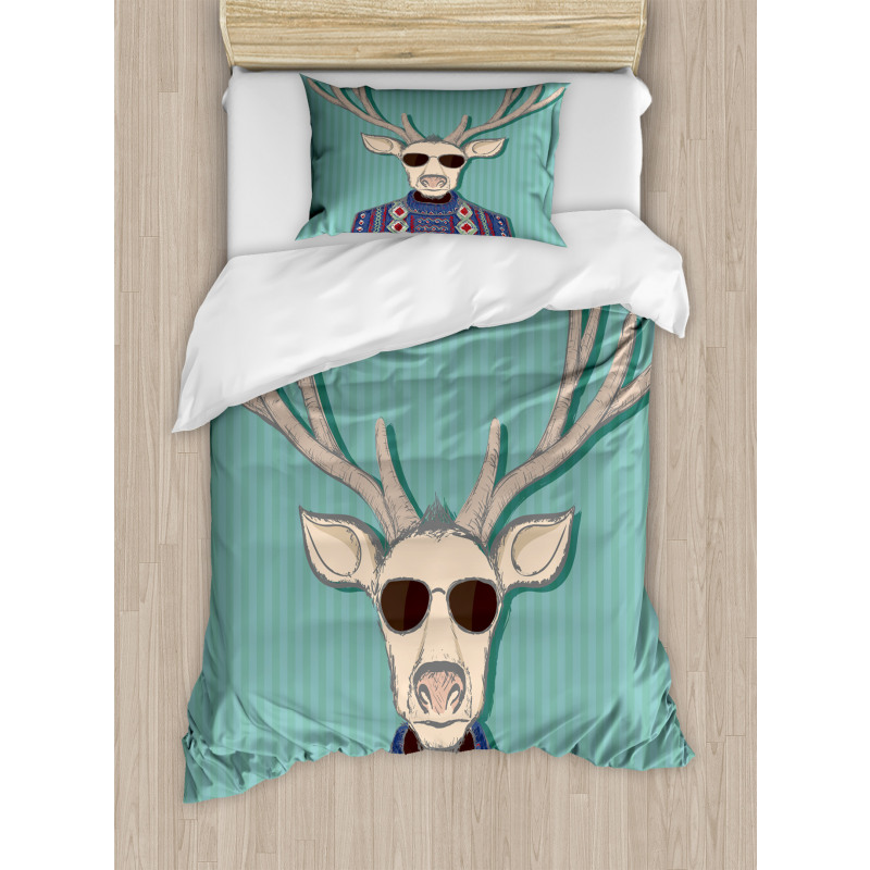 Deer with Colorful Sweater Duvet Cover Set