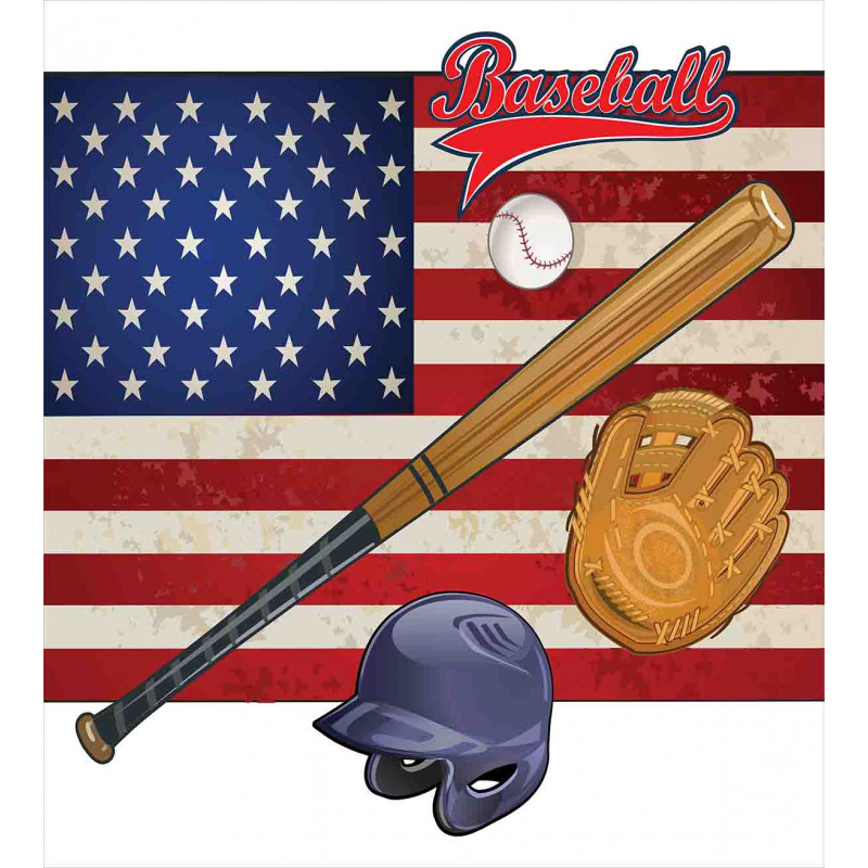USA Flag and Baseball Duvet Cover Set