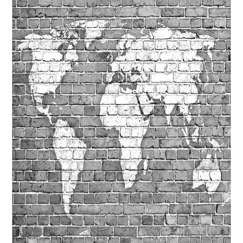 World Map on Old Brick Duvet Cover Set