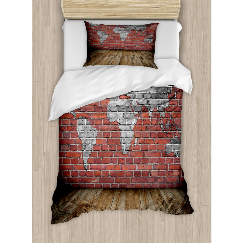 Rustic Old Grunge Map Duvet Cover Set