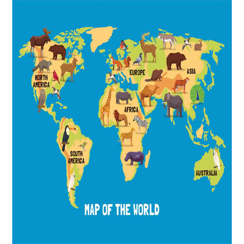 Flat Map of World Duvet Cover Set