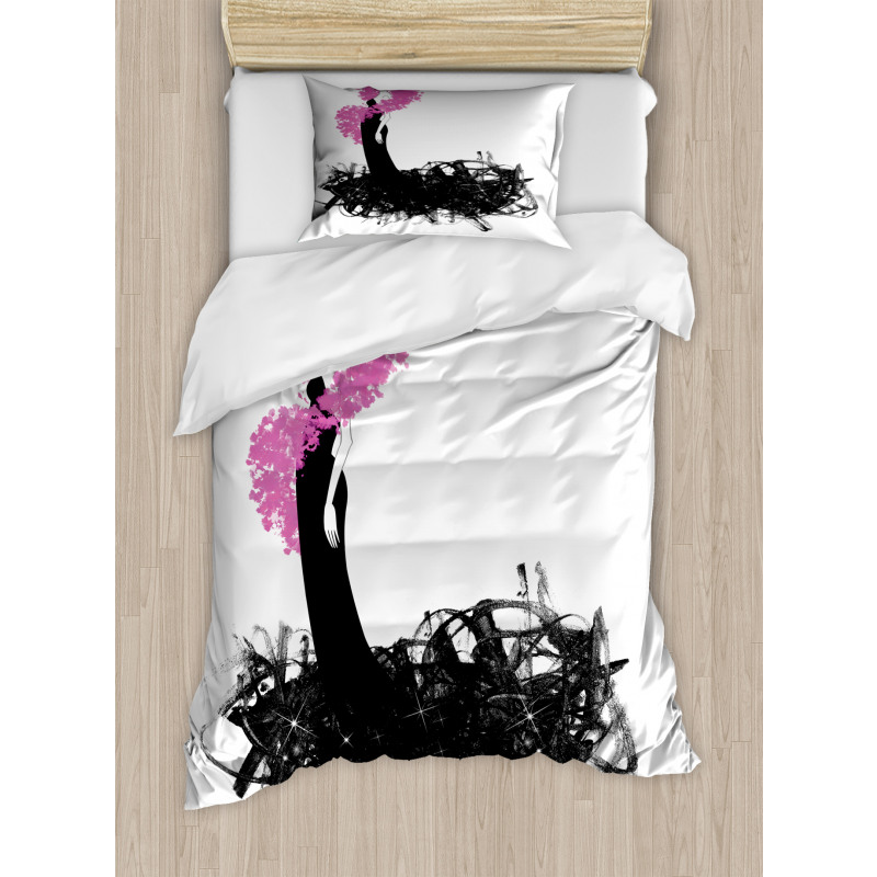 Woman with Gown and Boa Duvet Cover Set