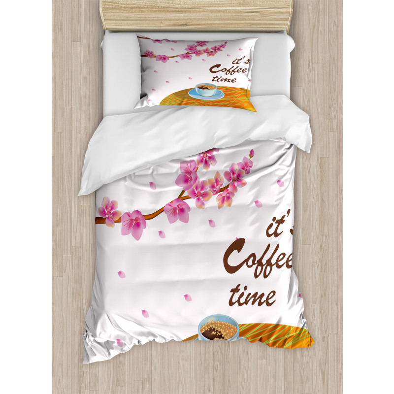 Cherry Blossom and Cup Duvet Cover Set