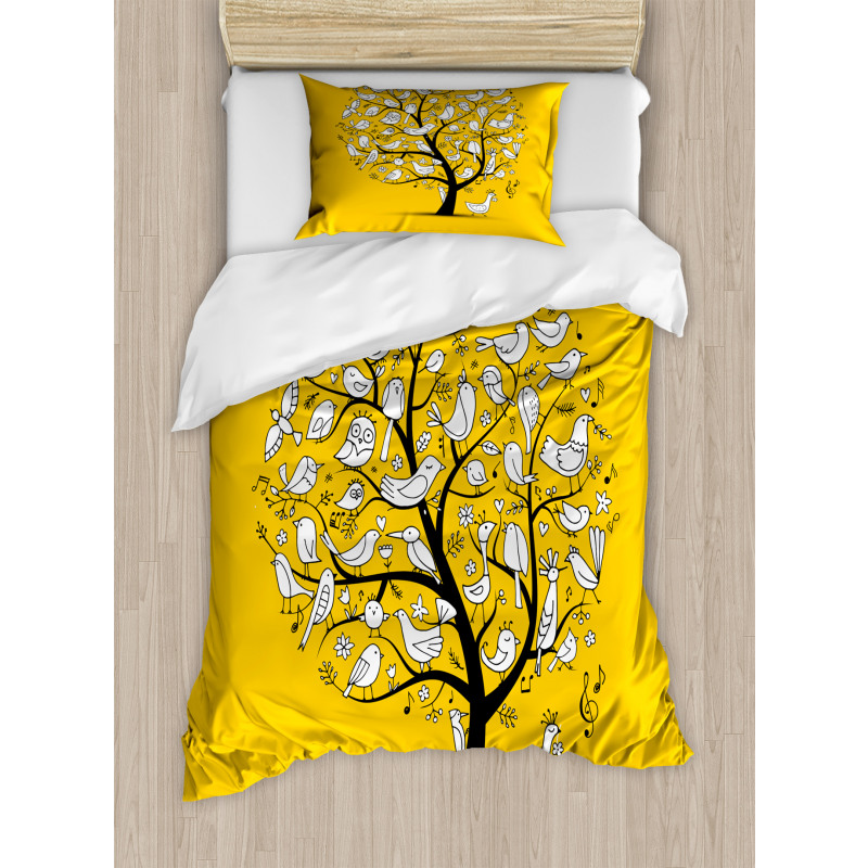 Doodle Birds Branches Duvet Cover Set