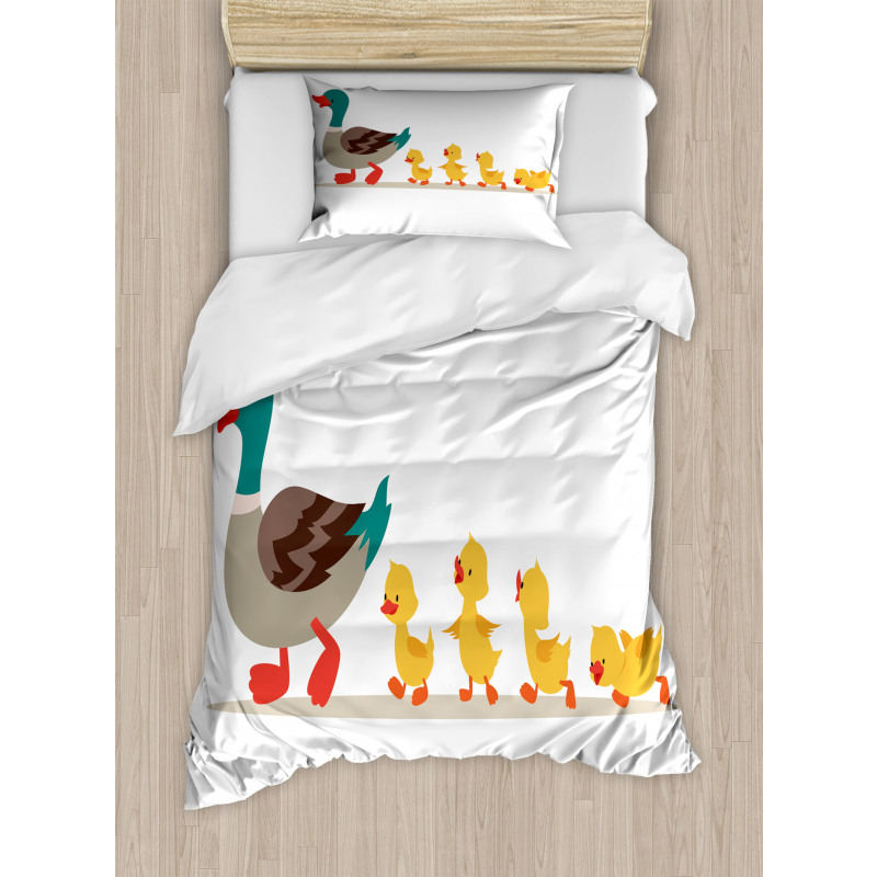 Mother Duck Babies Row Duvet Cover Set