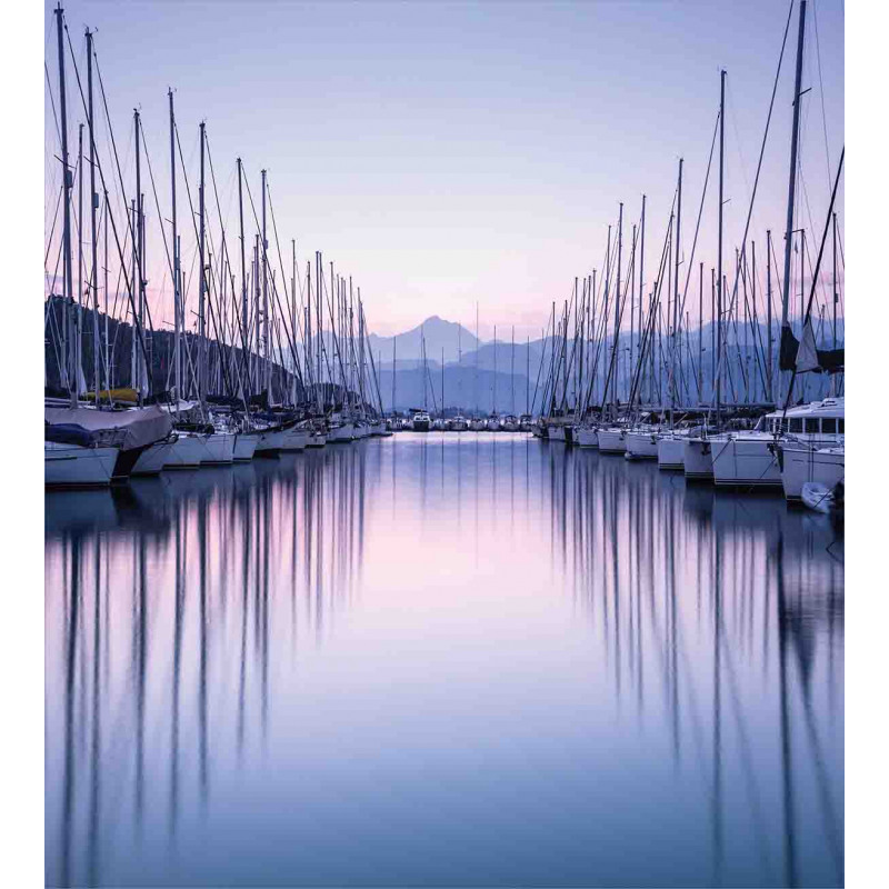 Yacht Harbor in Sunrise Duvet Cover Set
