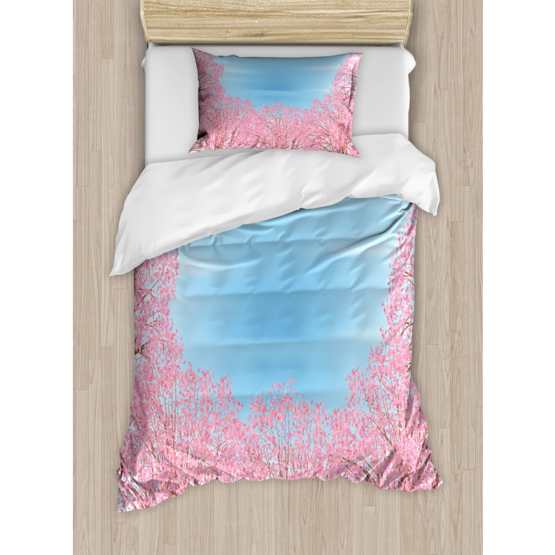 Pinkish Blossom Trees Duvet Cover Set