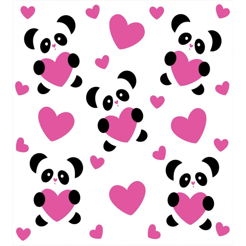 Love Pandas Hearts Duvet Cover Set