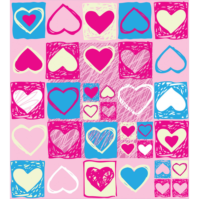 Hearts in Square Shape Duvet Cover Set
