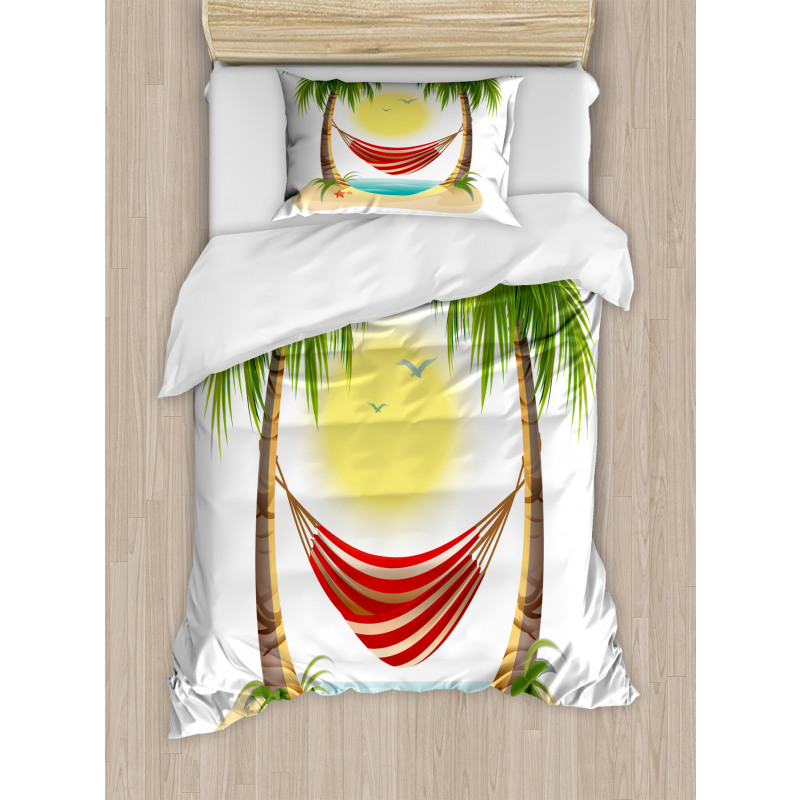 Hammock Between Palms Duvet Cover Set