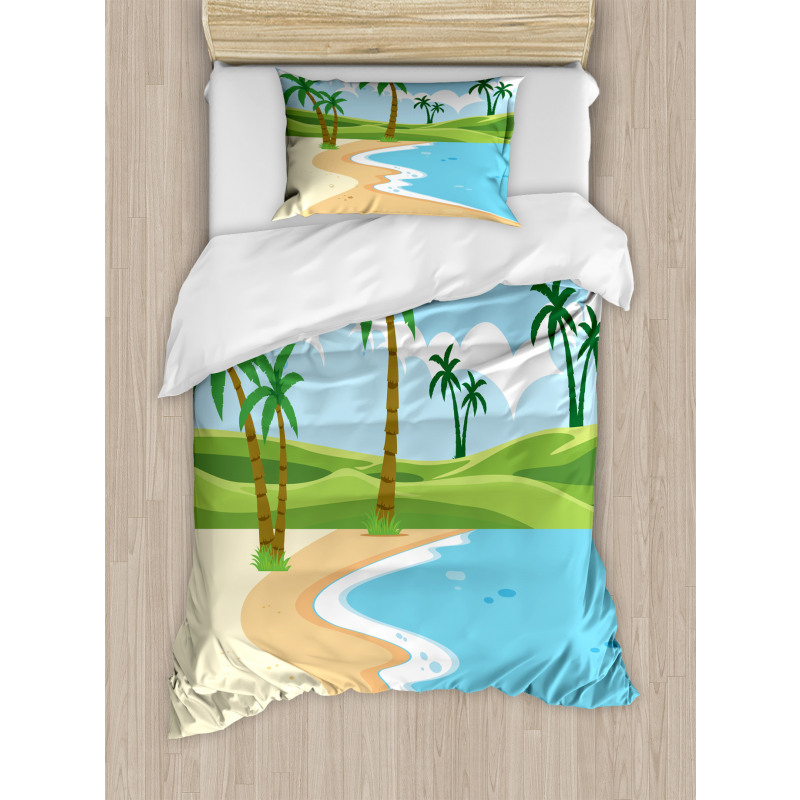 Coast with Grass Palm Duvet Cover Set