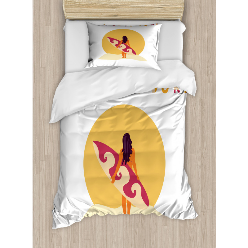 Live Love Surf Girl Duvet Cover Set