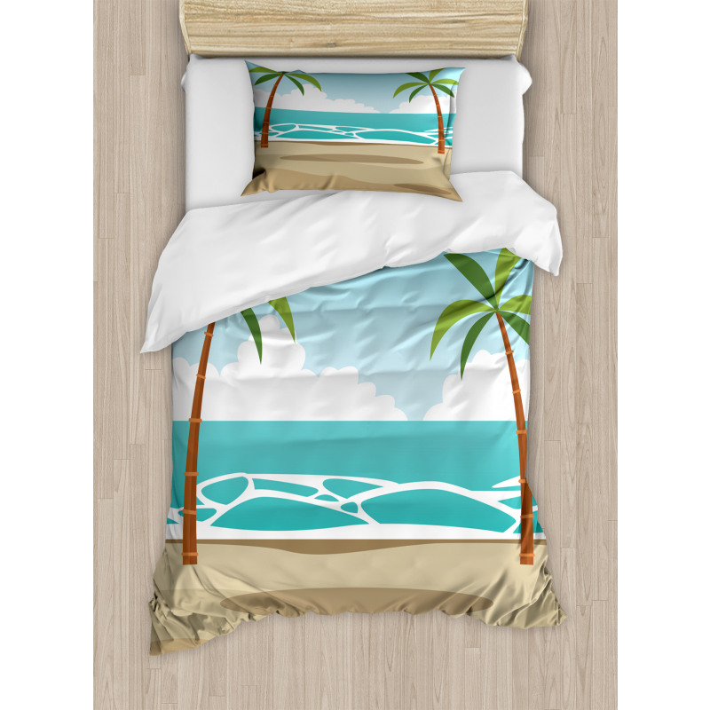 Ocean and Palm Trees Duvet Cover Set