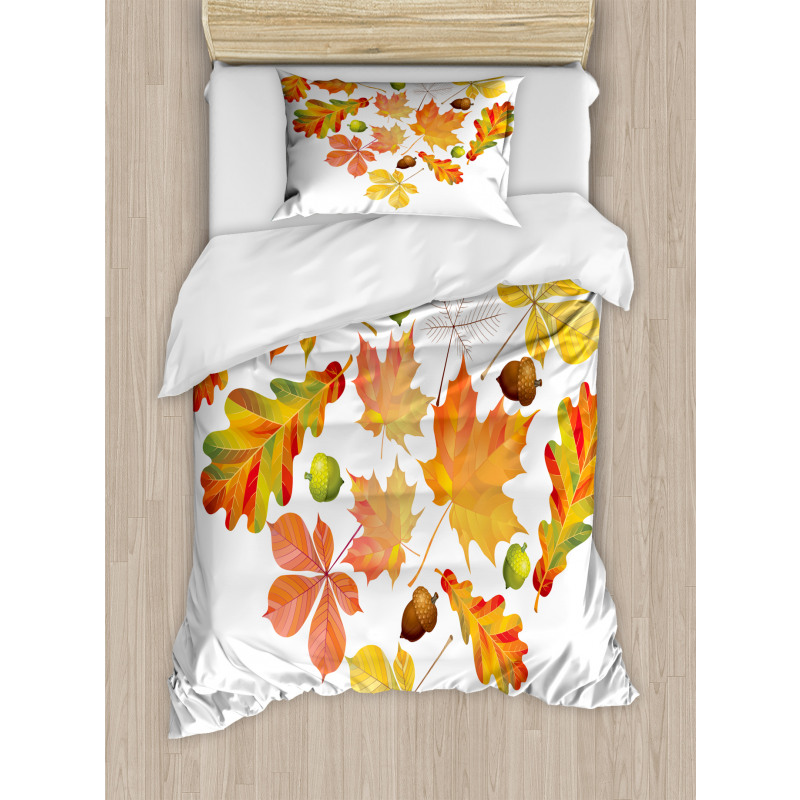 Leaves Acorns Heart Duvet Cover Set